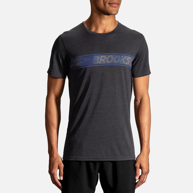 Brooks Distance Graphic Men's Short Sleeve Running Shirt - Grey (85703-FOSH)